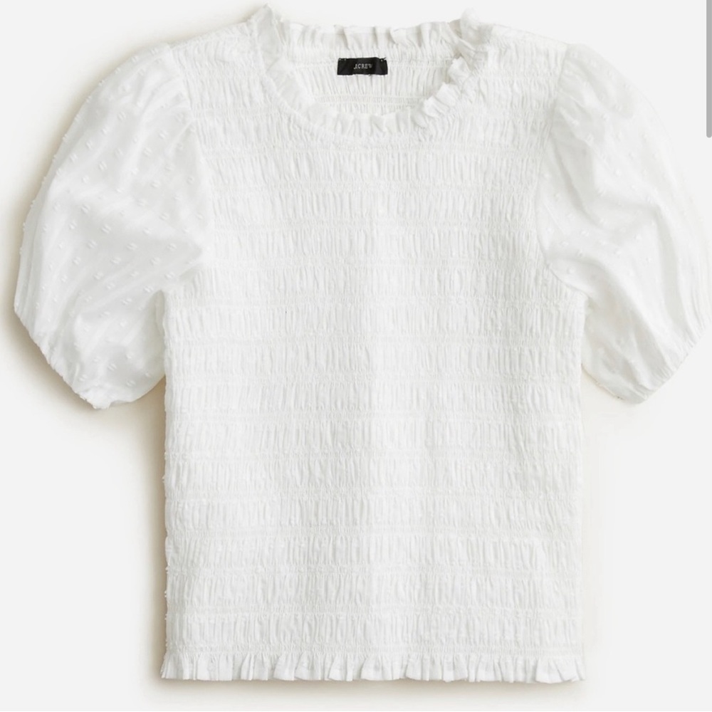 J. Crew puff sleeve voile swiss dot top